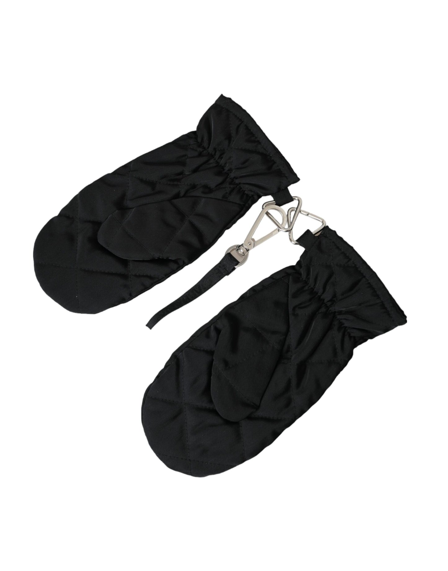 Dolce &amp; Gabbana Black Quilted Nylon Wrist Length Mitten Gloves