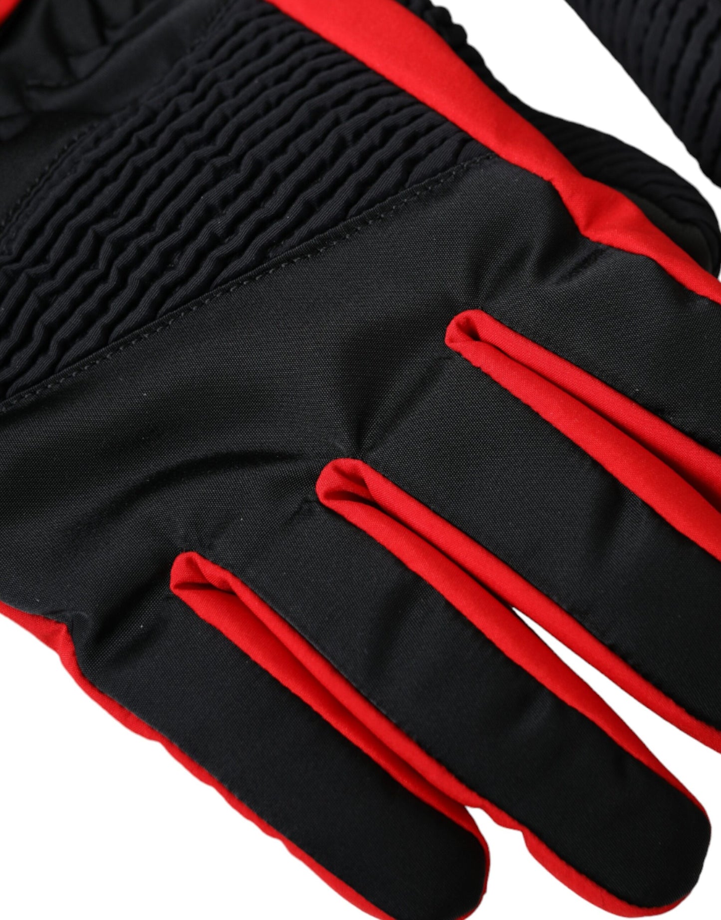 Dolce &amp; Gabbana Black Red Nylon Wrist Length Gloves