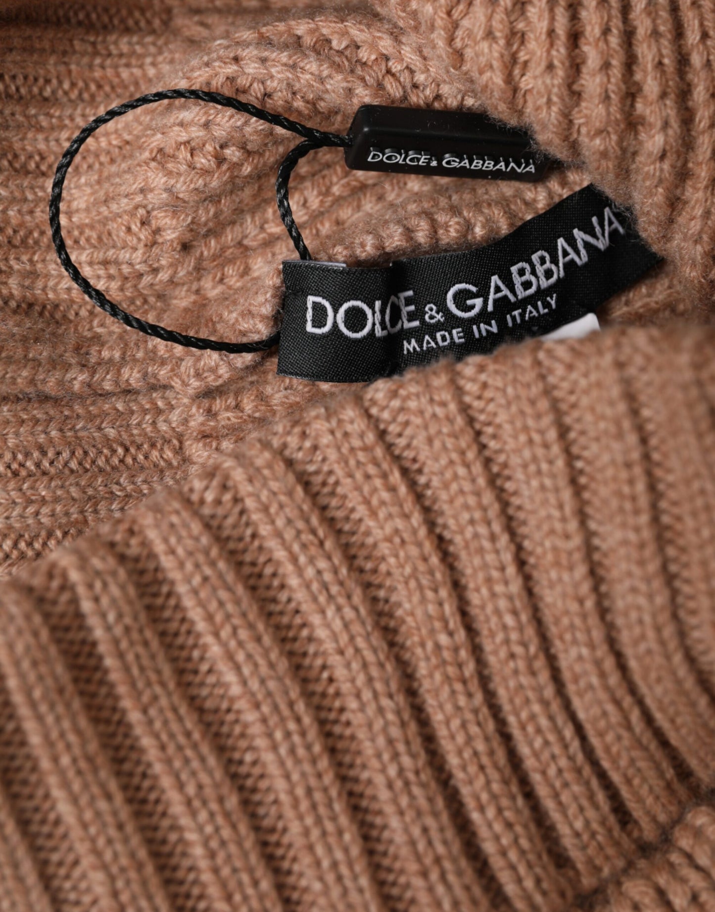 Dolce &amp; Gabbana Brown Solid Knitted Fur Ball Winter Beanie Hat