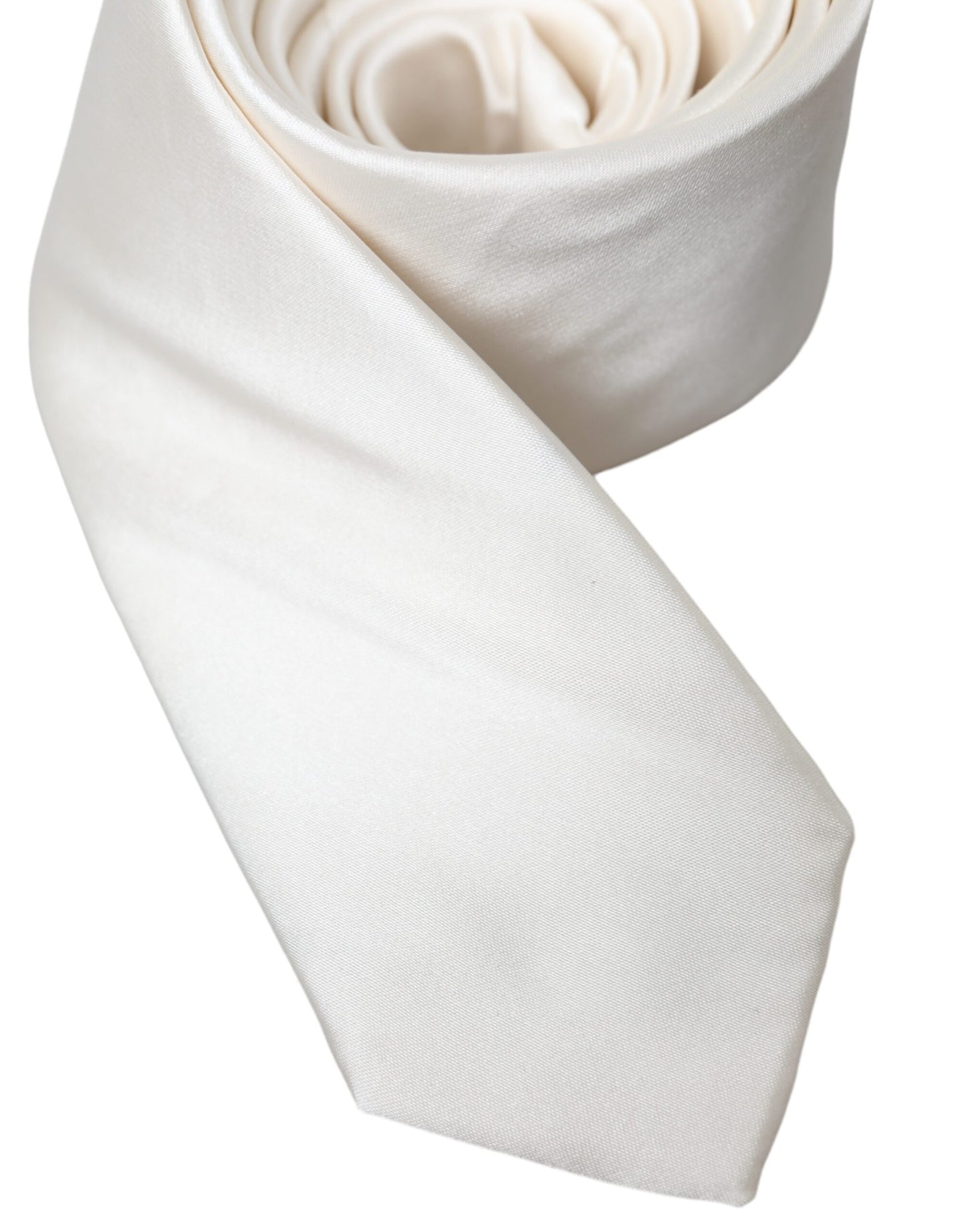 Dolce &amp; Gabbana White Solid 100% Silk Adjustable Tie