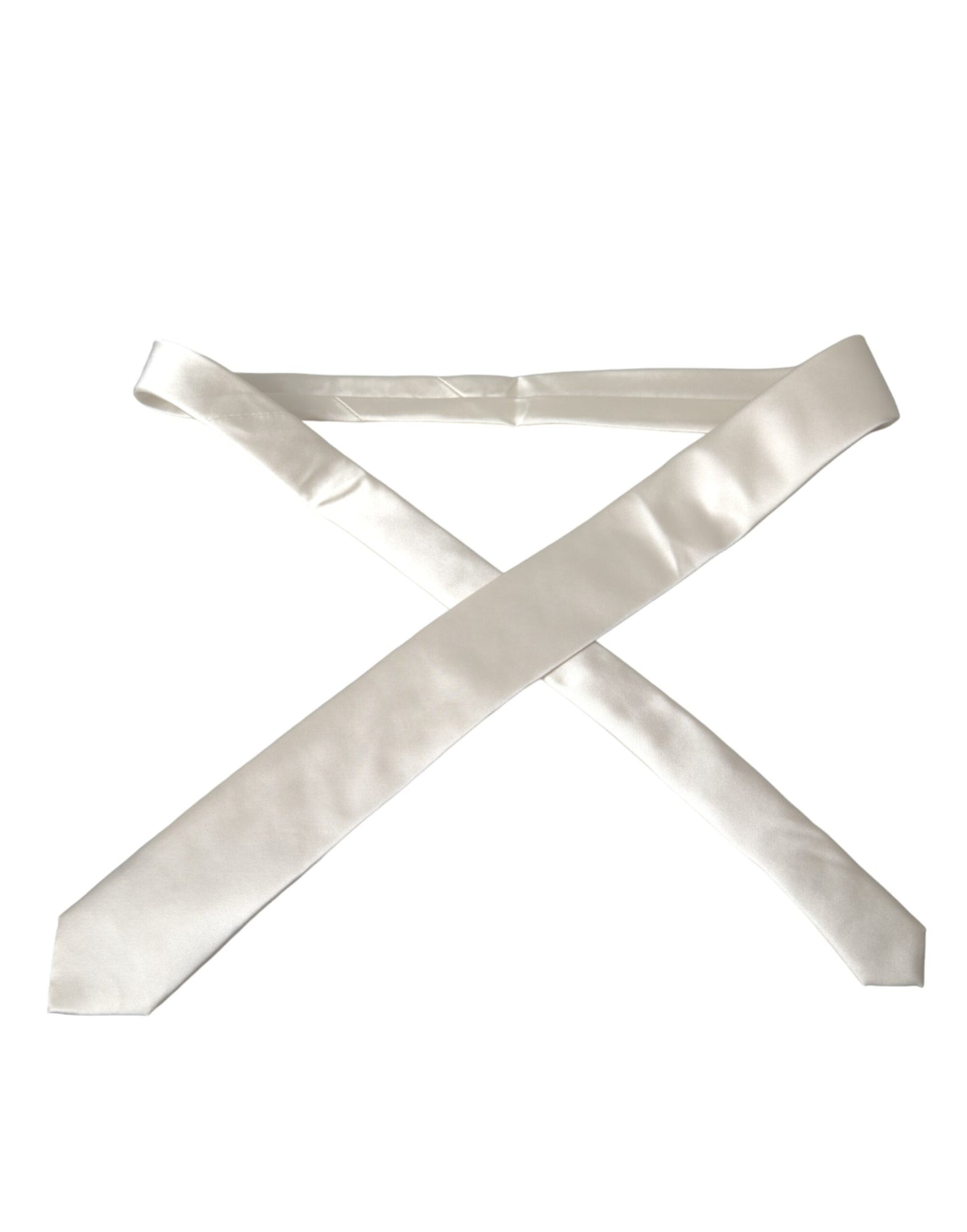 Dolce &amp; Gabbana White Solid 100% Silk Adjustable Tie