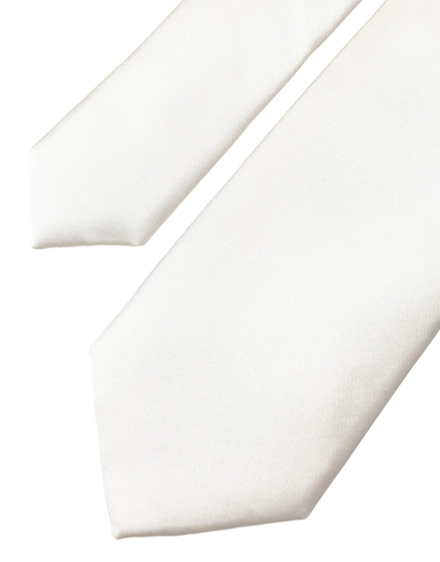 Dolce &amp; Gabbana White Solid 100% Silk Adjustable Tie