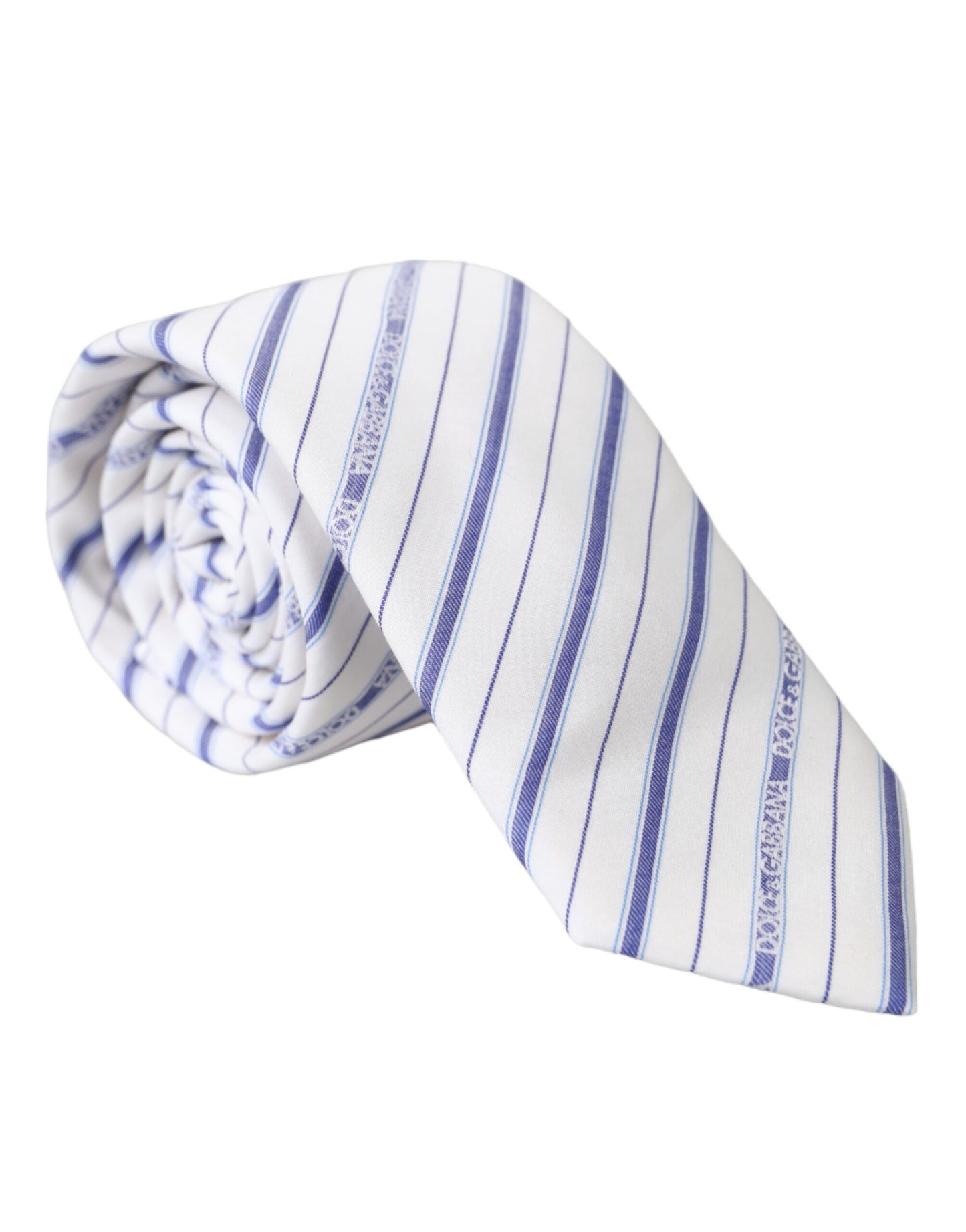 Dolce &amp; Gabbana White Blue Stripes Silk Adjustable Tie