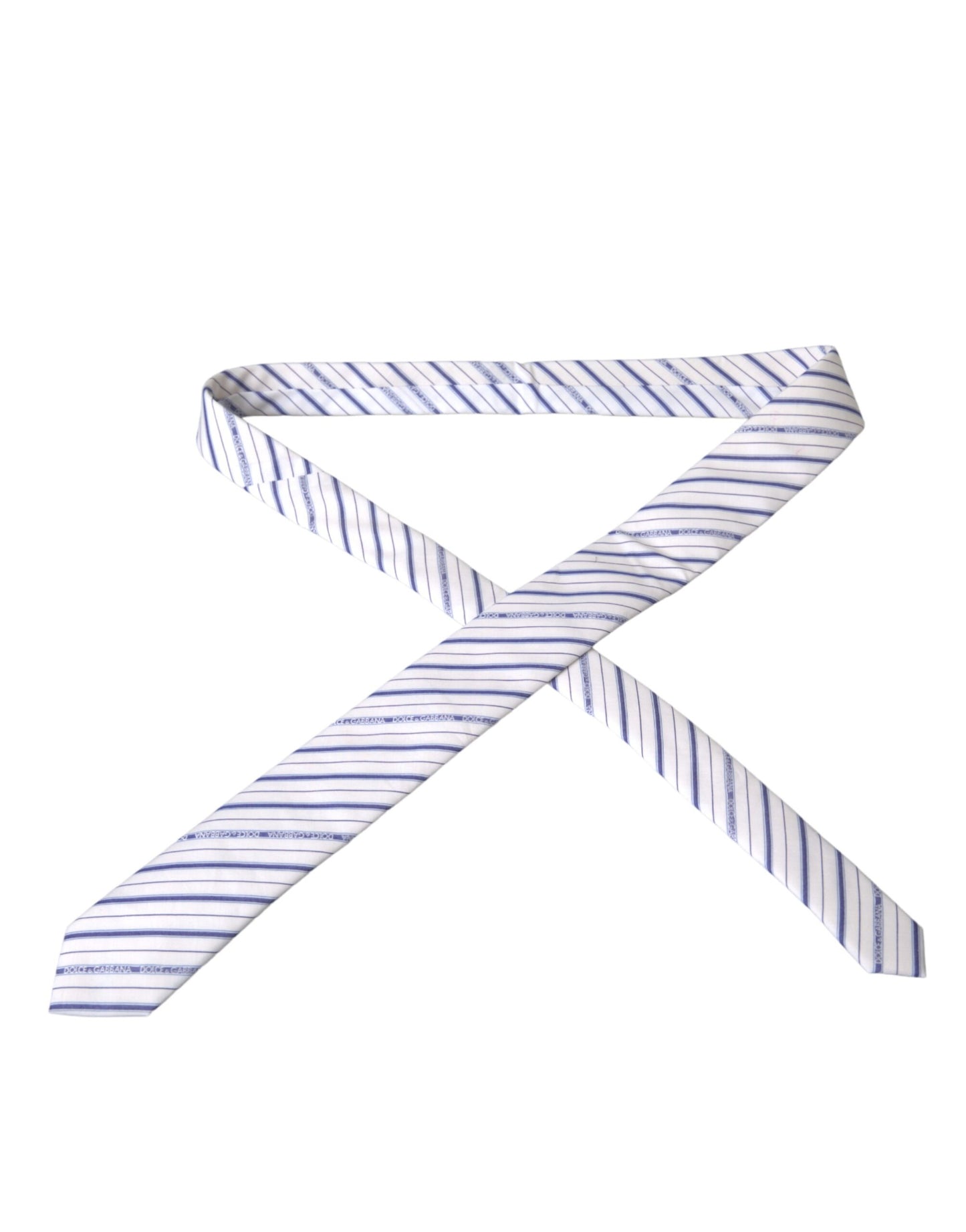 Dolce &amp; Gabbana White Blue Stripes Silk Adjustable Tie