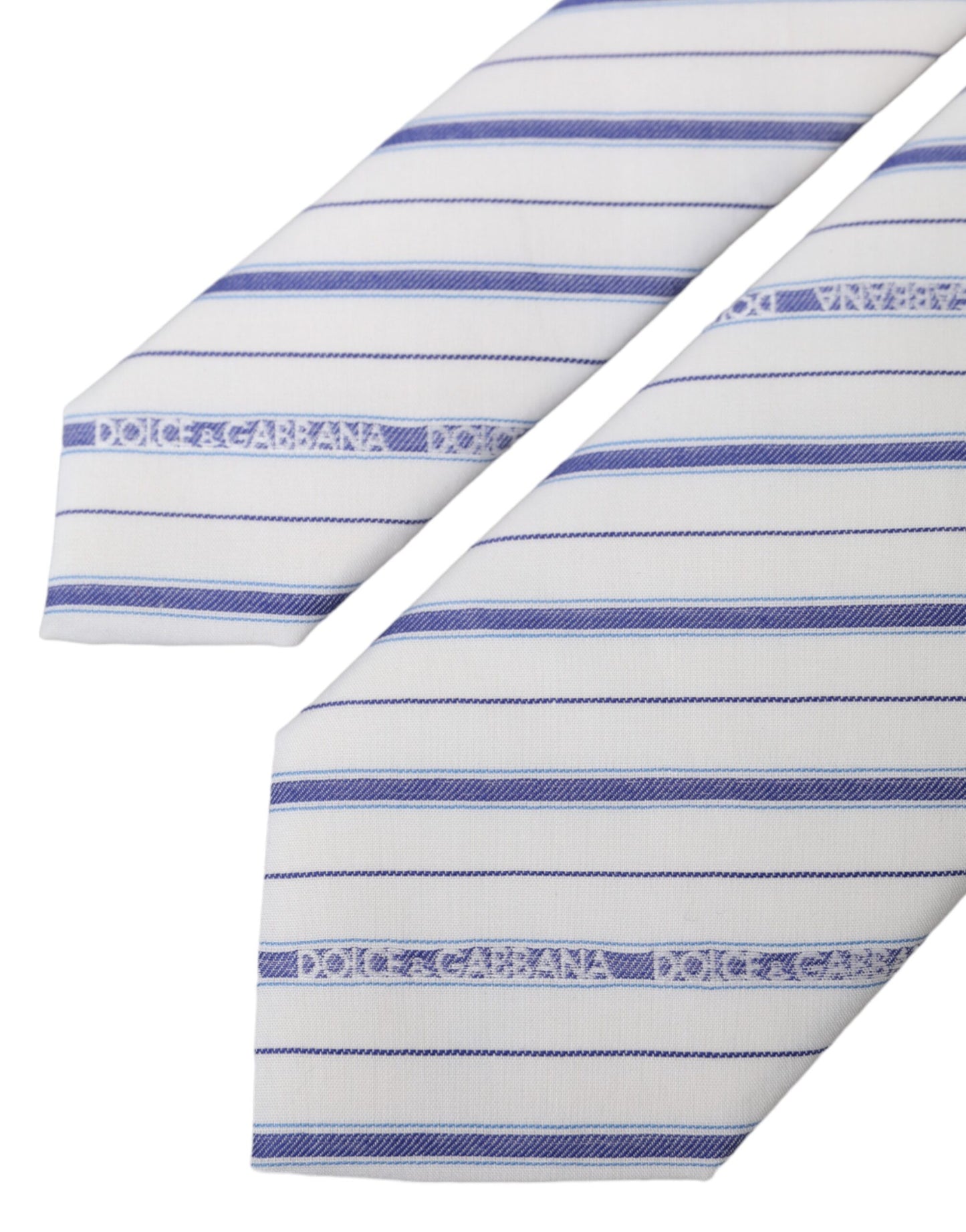 Dolce &amp; Gabbana White Blue Stripes Silk Adjustable Tie