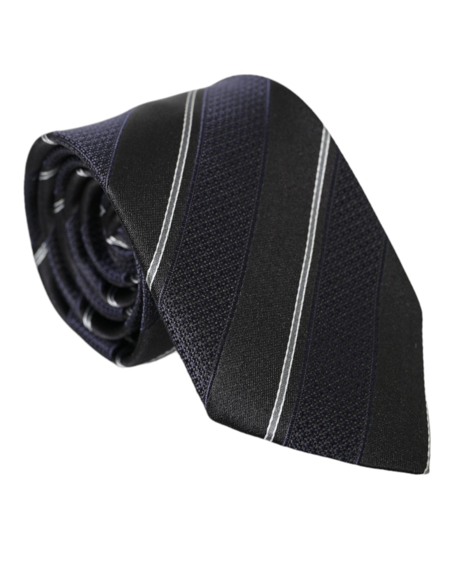 Dolce &amp; Gabbana Black White Stripes Silk Adjustable Tie