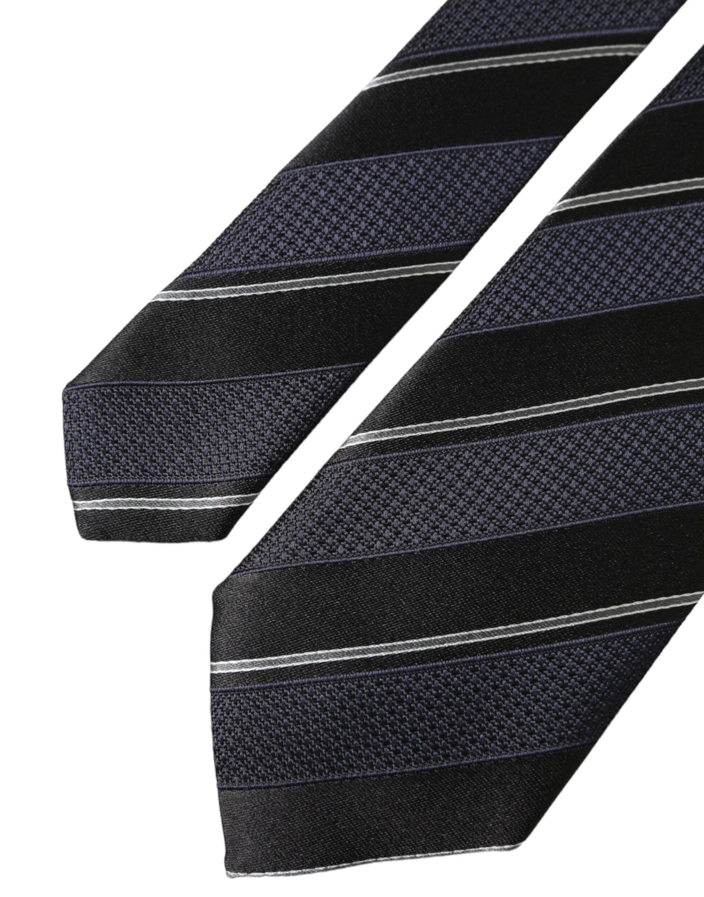 Dolce &amp; Gabbana Black White Stripes Silk Adjustable Tie