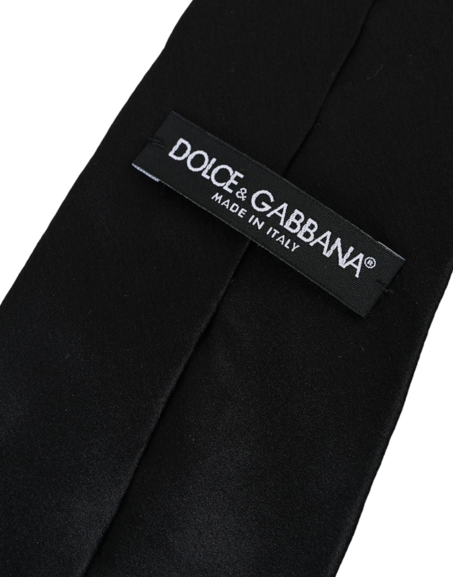 Dolce &amp; Gabbana Black Solid Silk Adjustable Tie Men