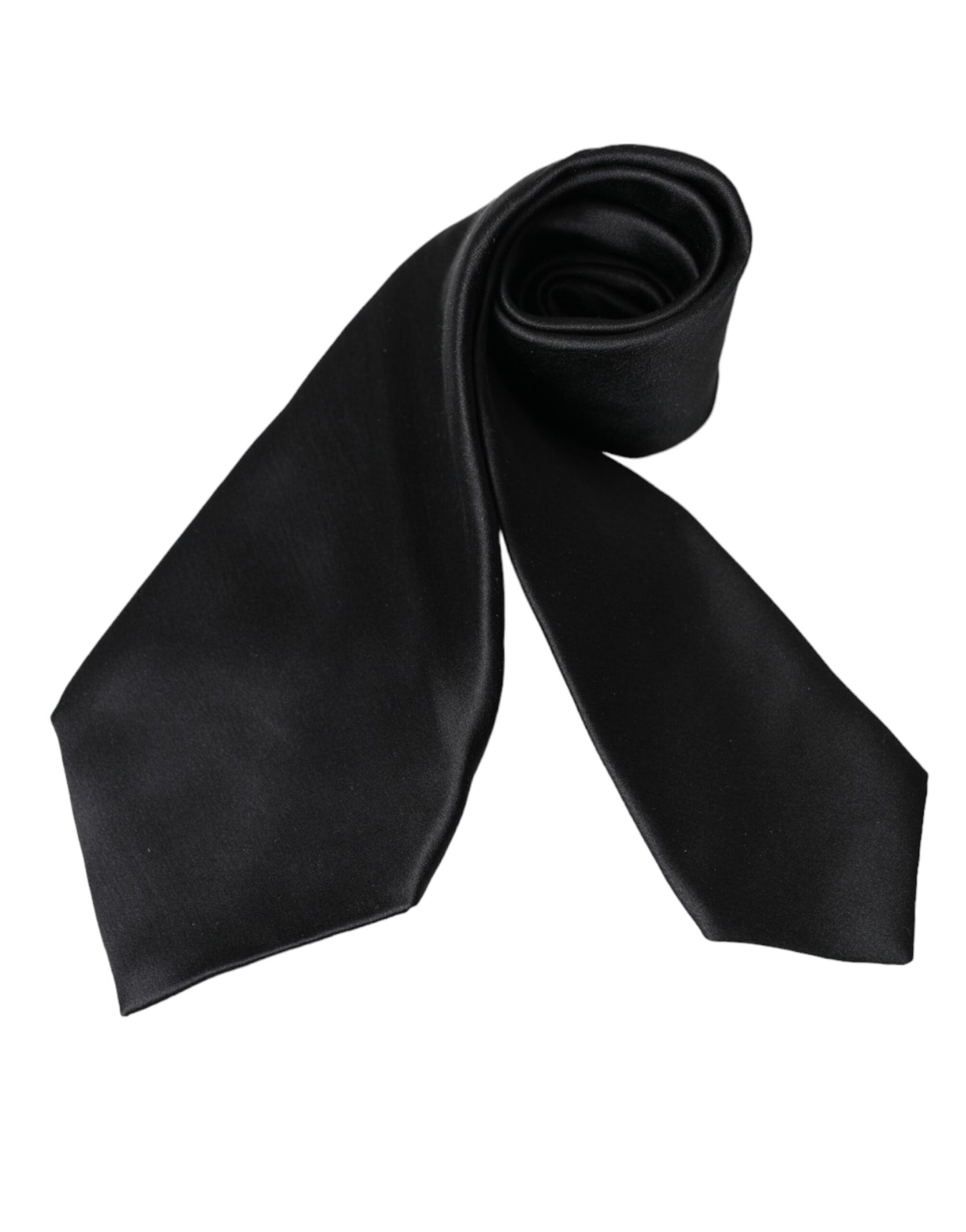 Dolce &amp; Gabbana Black Solid Silk Adjustable Tie Men