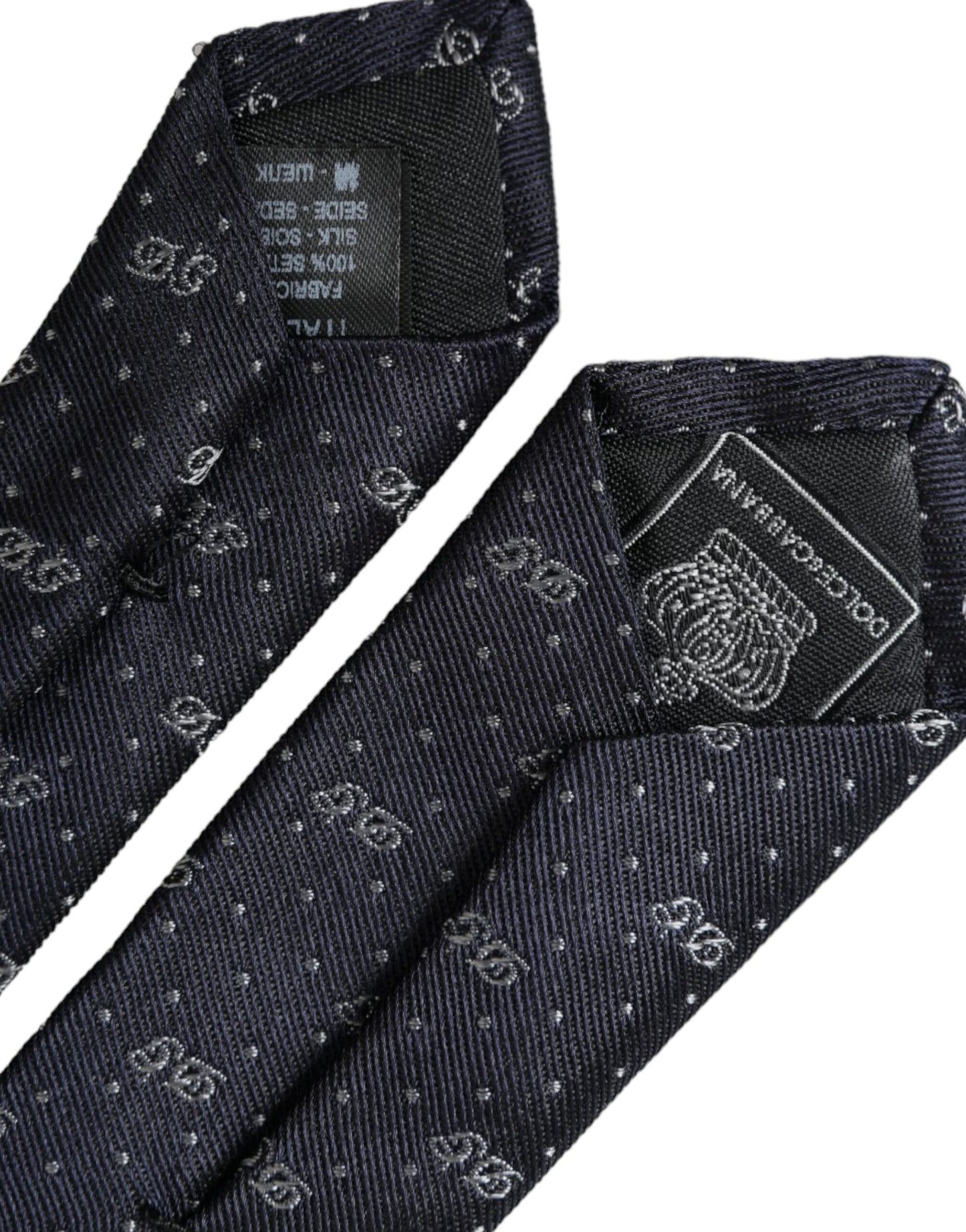 Dolce &amp; Gabbana Blue DG Logo 100% Silk Adjustable Tie