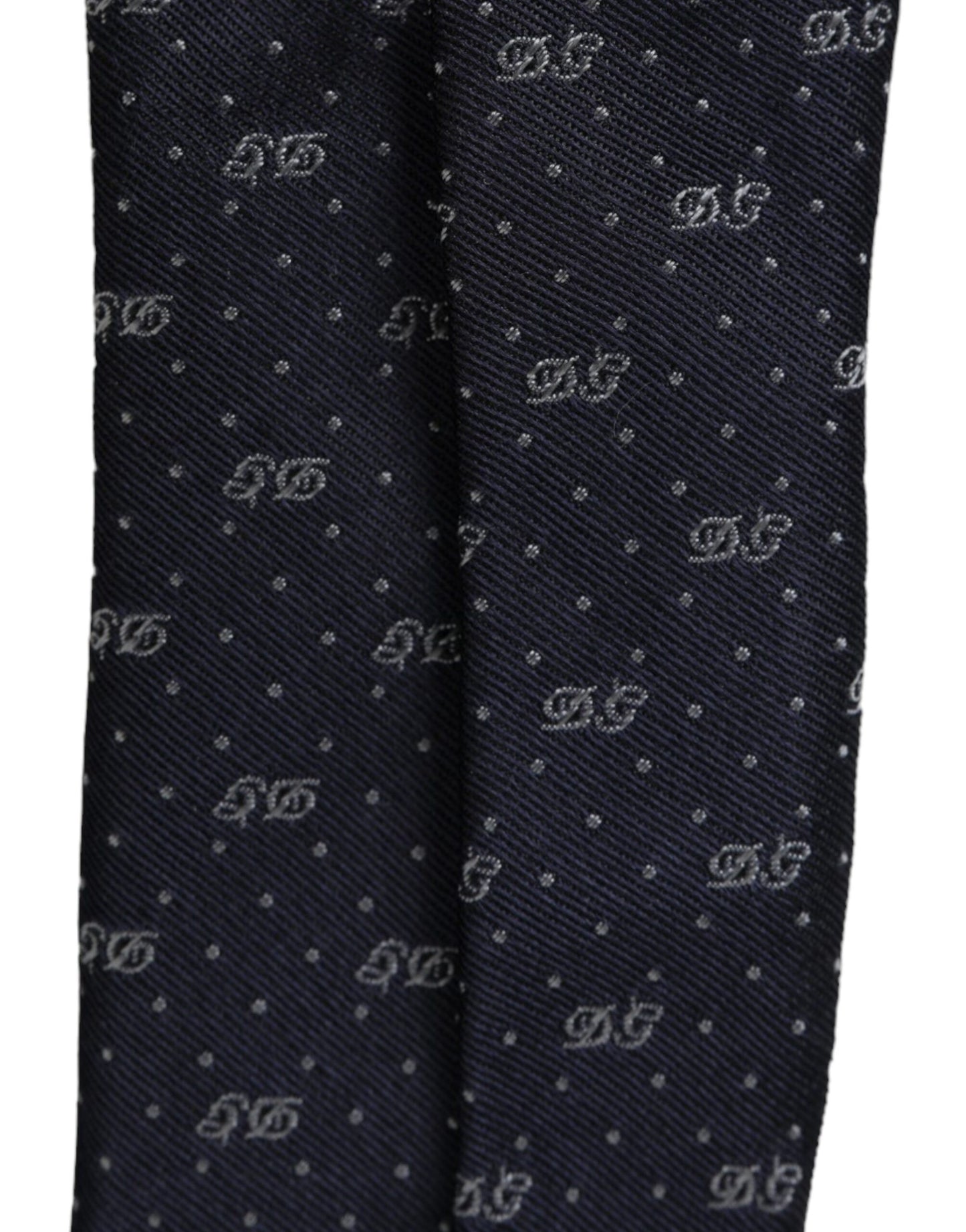 Dolce &amp; Gabbana Blue DG Logo 100% Silk Adjustable Tie