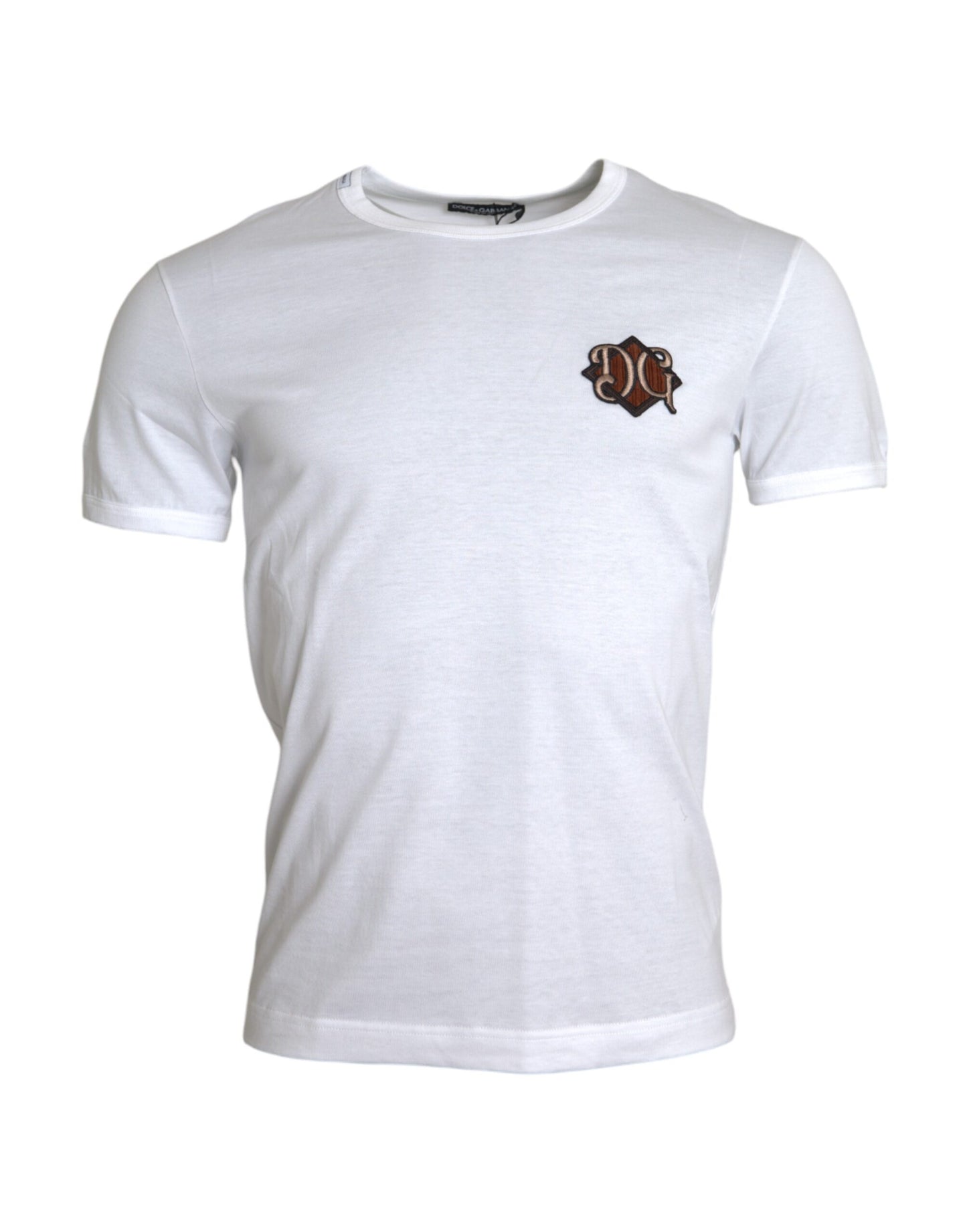 Dolce & Gabbana White Logo Embroidery Short Sleeve T-shirt