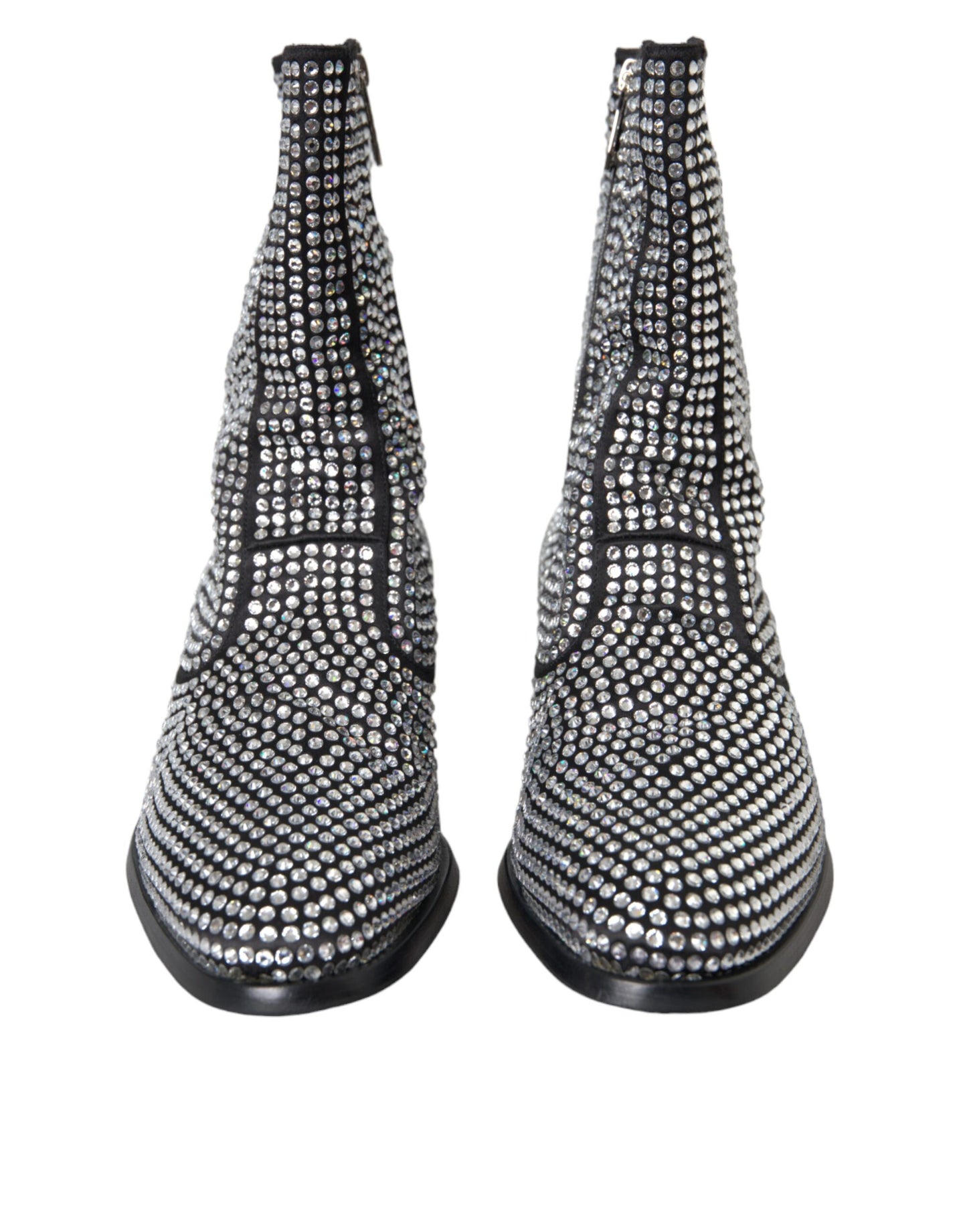 Dolce & Gabbana Black Rhinestone Crystal Chelsea Boots Shoes