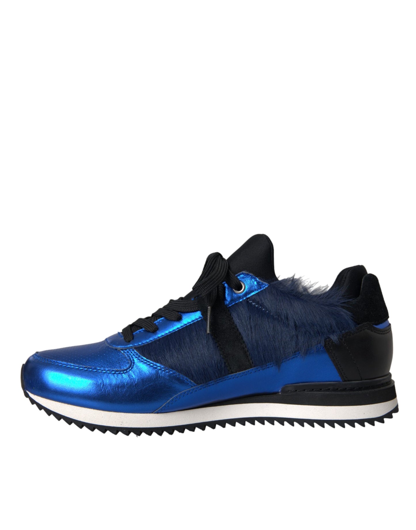 Dolce & Gabbana Blue Black Calf Hair Leather Sneakers Shoes