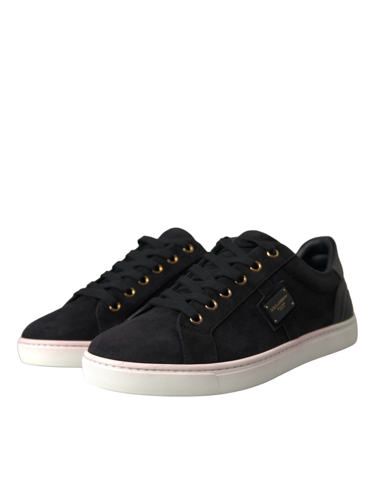 Dolce & Gabbana Black Suede Leather Men Low Top Sneakers Men Shoes