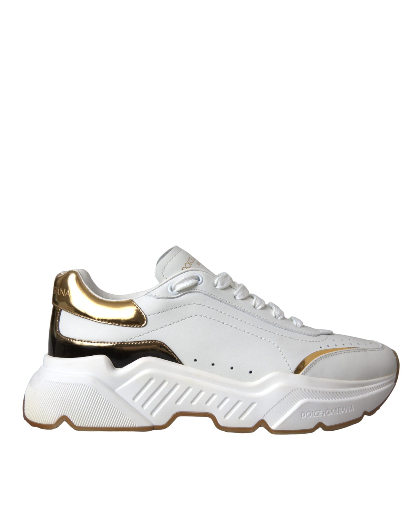 Dolce & Gabbana White Gold DAYMASTER Leather Sneakers Men Shoes