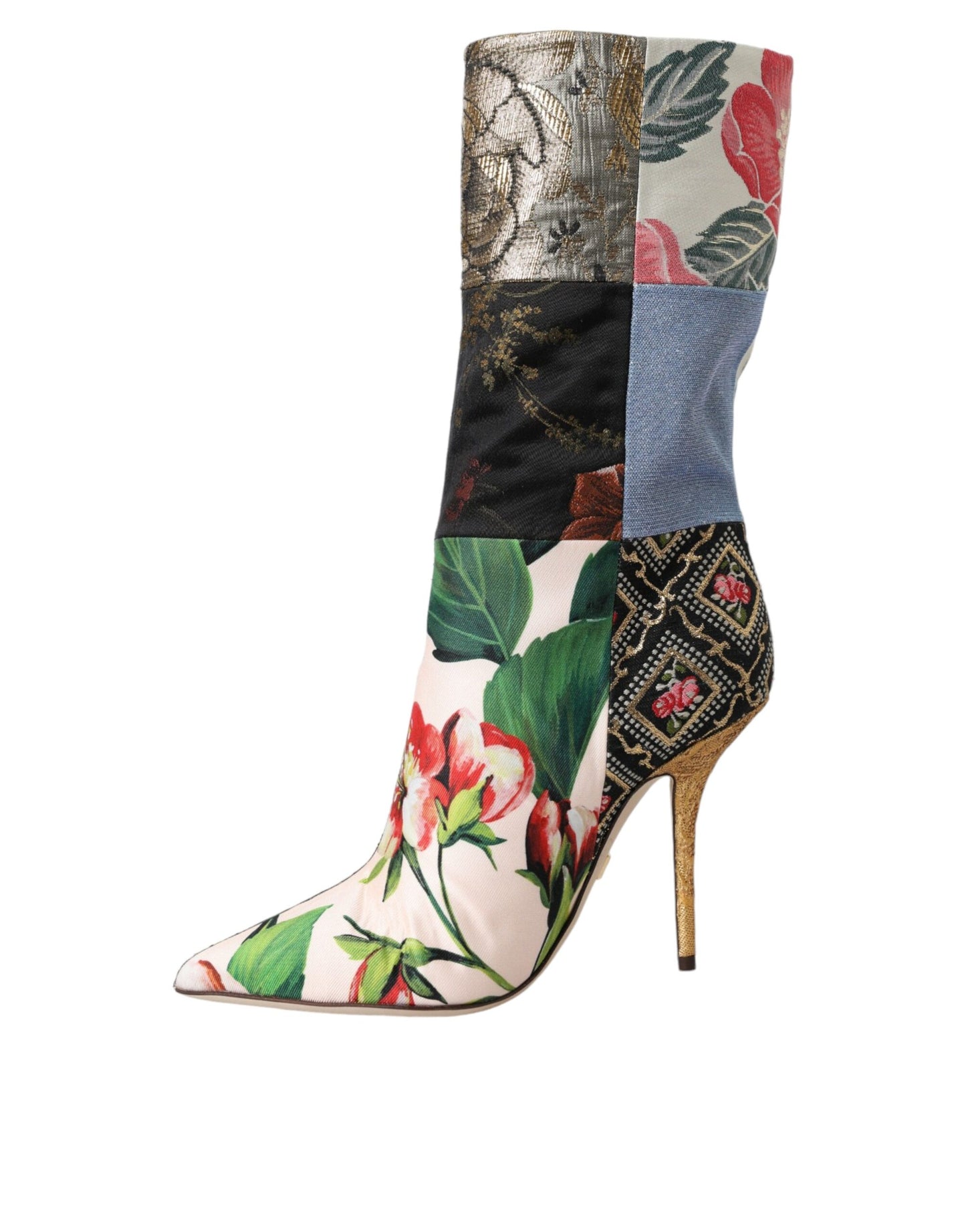 Dolce &amp; Gabbana Multicolor Patchwork Print Heeled Boots Shoes