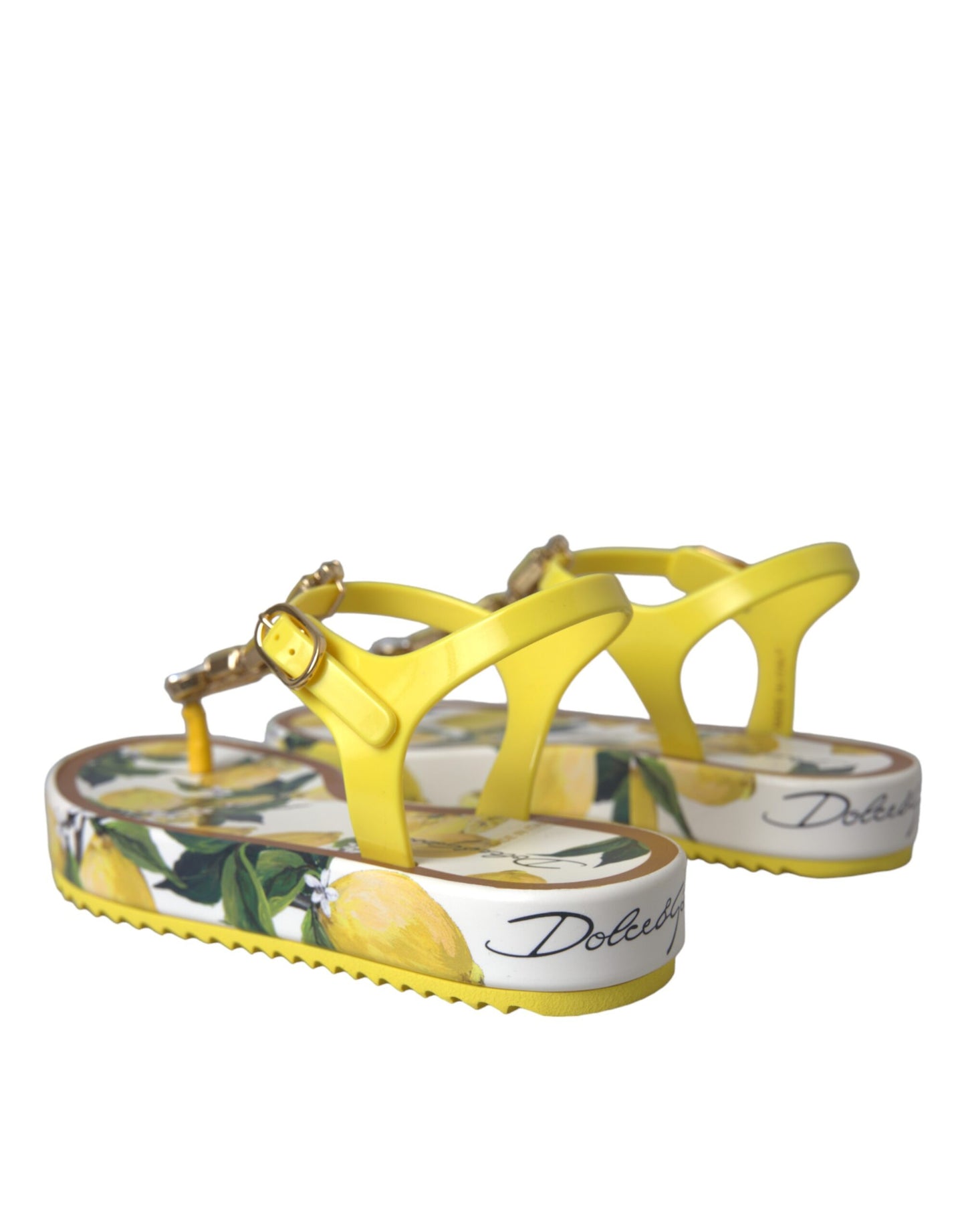 Dolce &amp; Gabbana Yellow Lemon Beachwear Flats Sandals Shoes