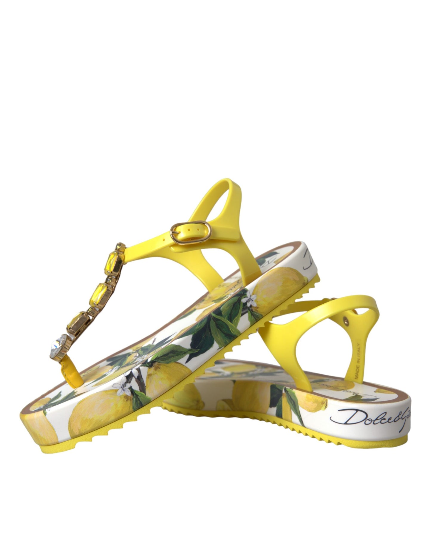 Dolce &amp; Gabbana Yellow Lemon Beachwear Flats Sandals Shoes