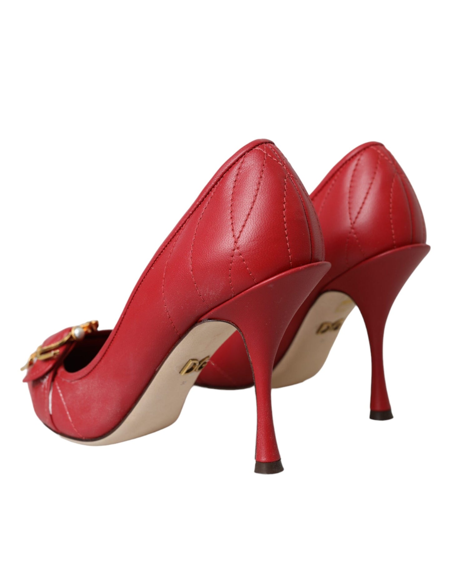 Dolce & Gabbana Red Devotion Leather Heels Pumps Shoes