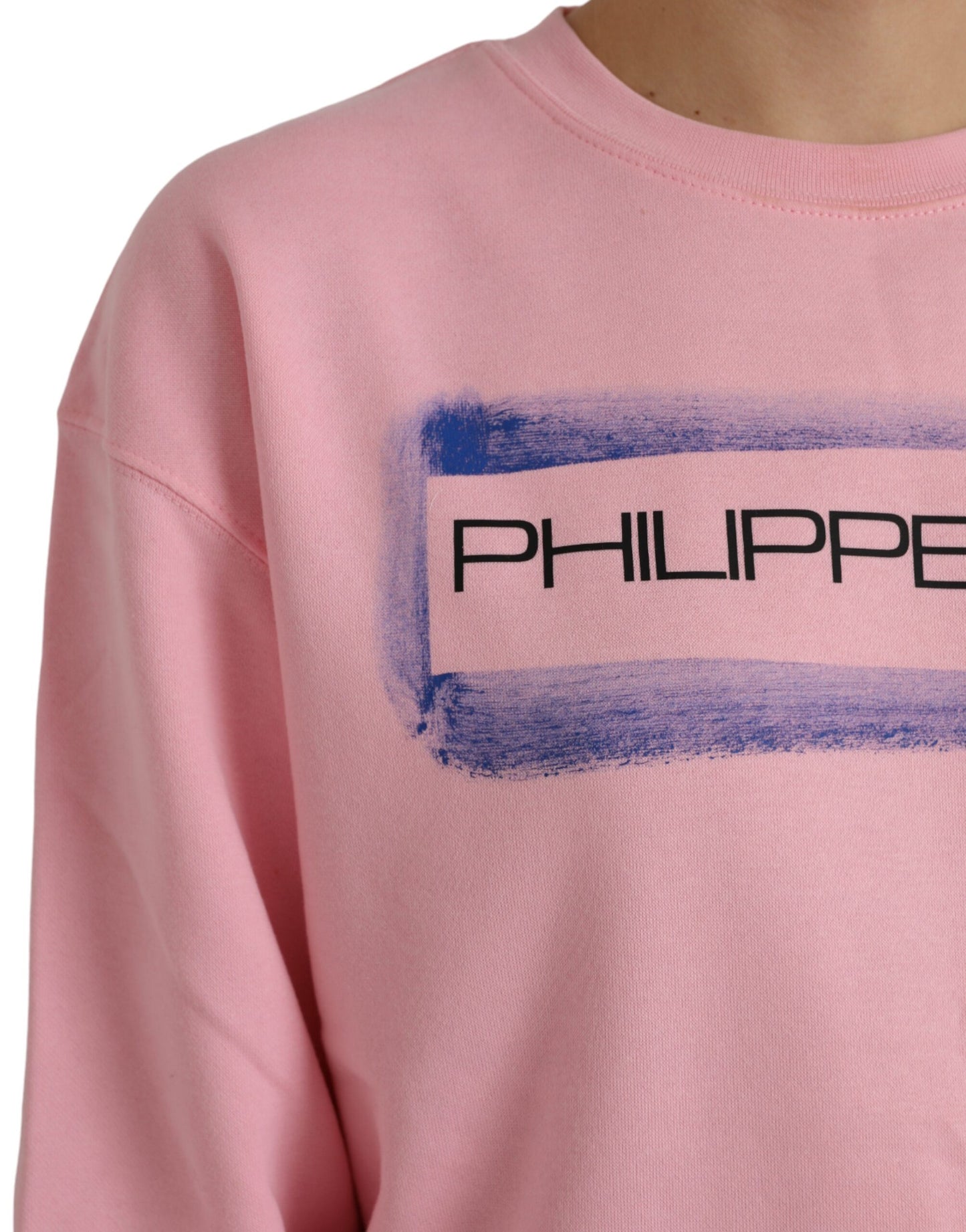 Philippe Model Pink Cotton Logo Print Long Sleeves Pullover Sweater