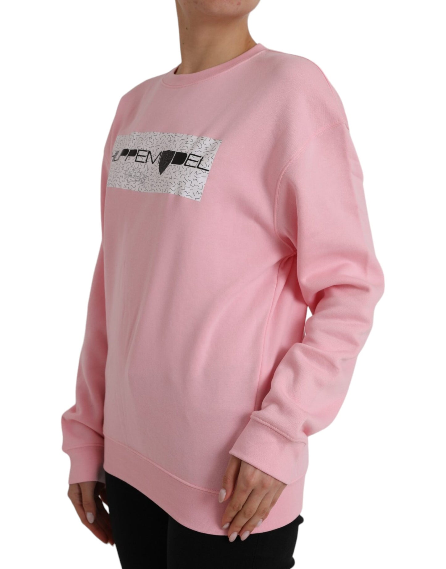 Philippe Model Pink Cotton Logo Print Long Sleeves Pullover Sweater