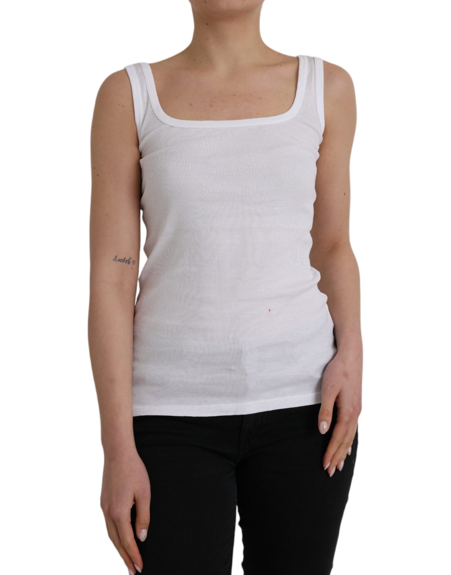 Ermanno Scervino White Cotton Sleeveless Tank Casual Top