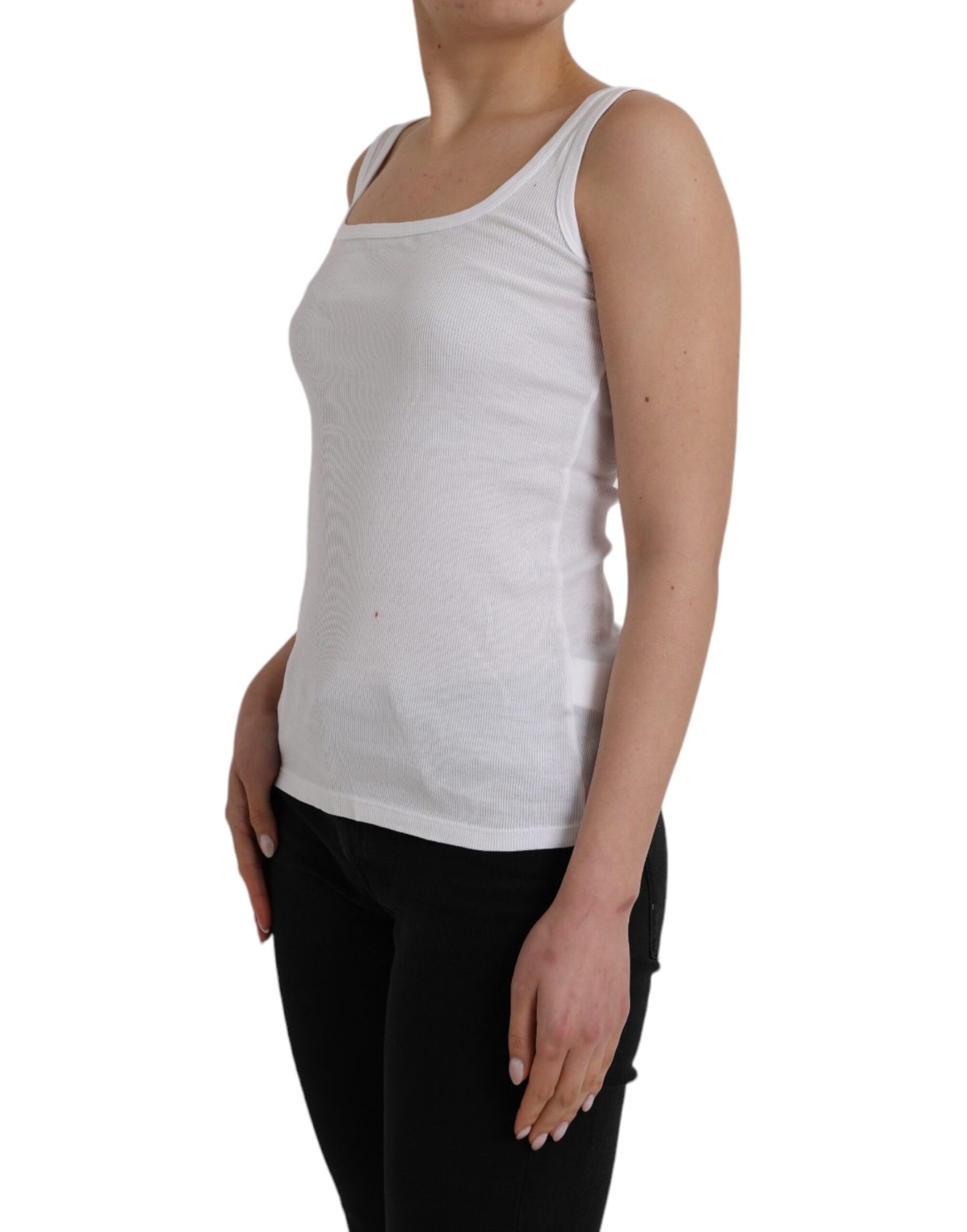 Ermanno Scervino White Cotton Sleeveless Tank Casual Top