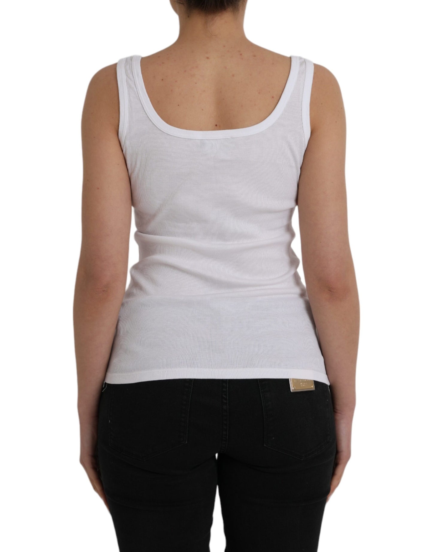 Ermanno Scervino White Cotton Sleeveless Tank Casual Top