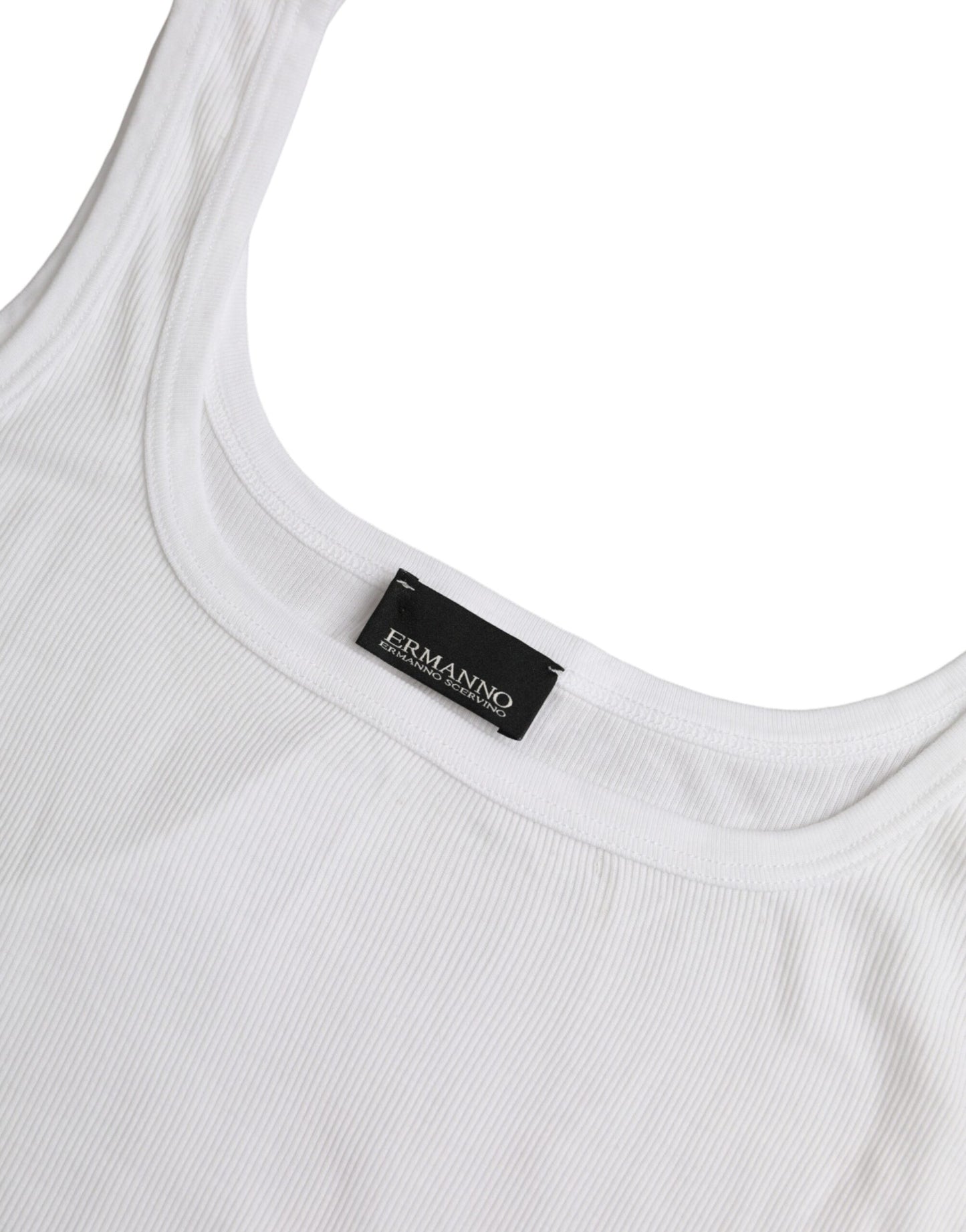 Ermanno Scervino White Cotton Sleeveless Tank Casual Top