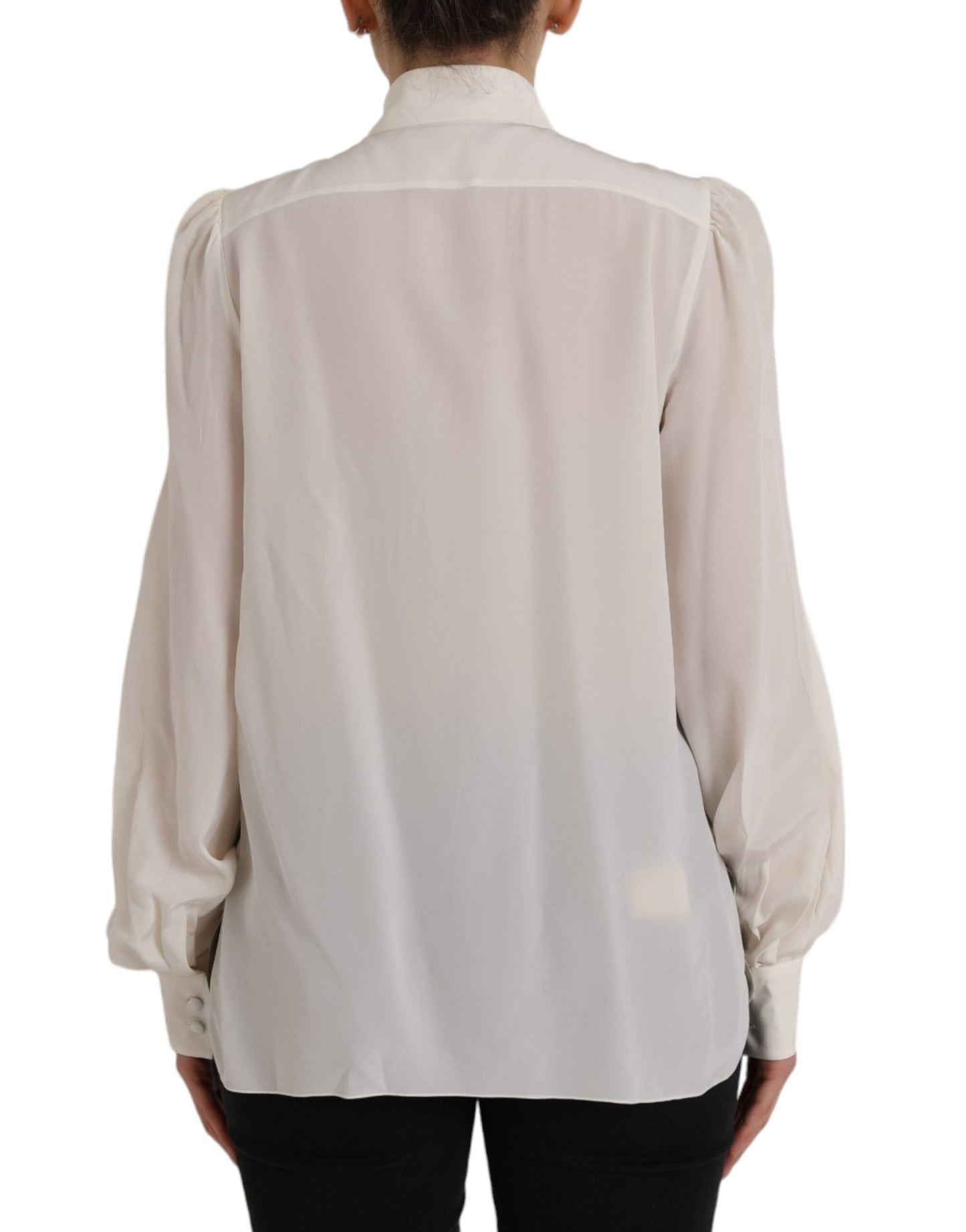 Dolce &amp; Gabbana Off White Long Sleeve Button Down Blouse Top