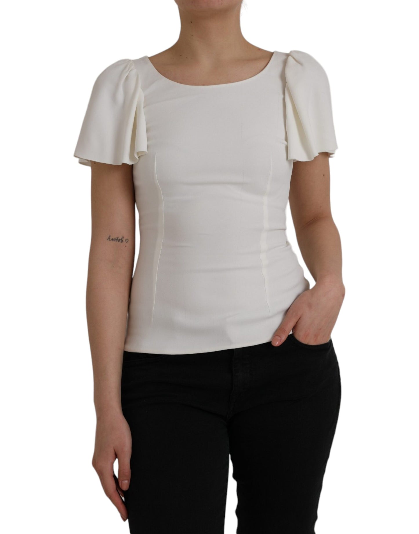 Dolce & Gabbana White Viscose Round Neck Short Sleeves Top