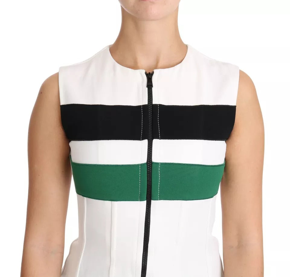 Dolce & Gabbana White Striped Cotton Sleeveless Top T-shirt