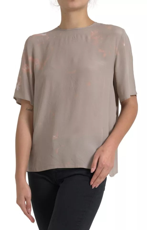 Dolce & Gabbana Brown Round Neck Short Sleeve Blouse Top