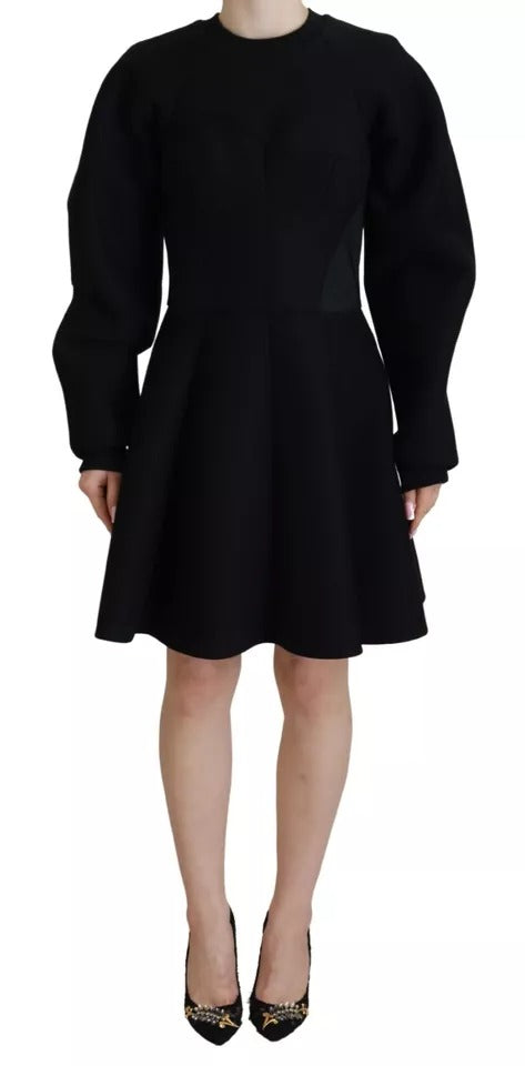 Dolce & Gabbana Black Long Sleeves A-line Mini Cotton Dress