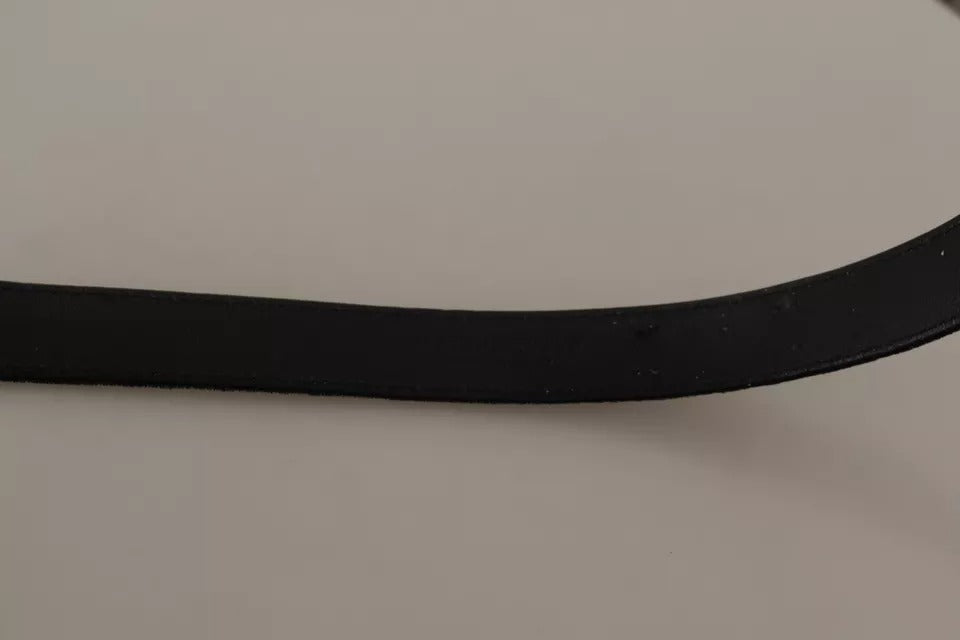 Dolce &amp; Gabbana Black Velvet Silver Tone Metal Buckle Belt