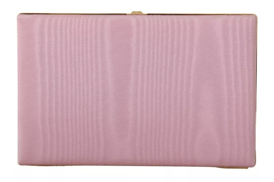 Dolce & Gabbana Pink Silk Gold Frame Clutch Evening Party Purse Bag