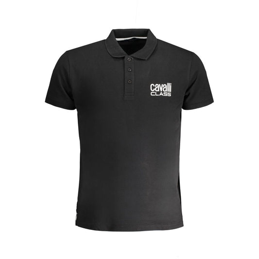 Cavalli Class Black Cotton Polo Shirt