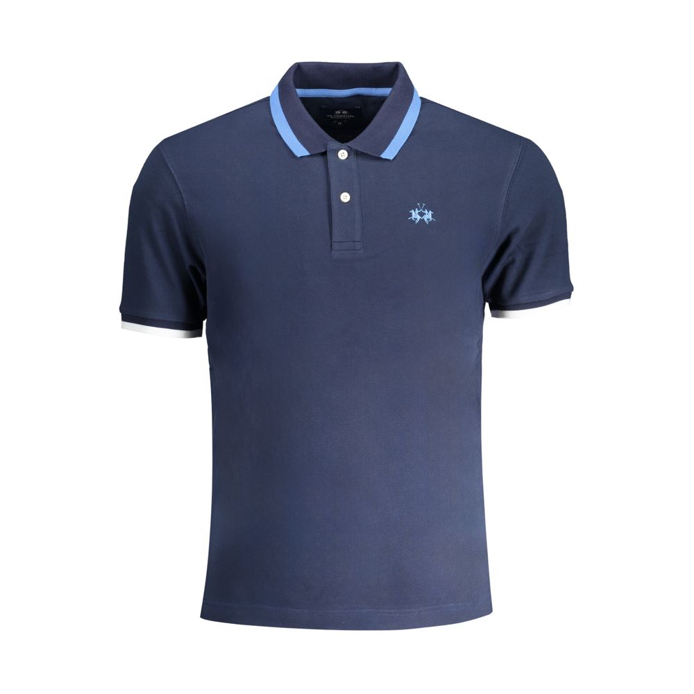 La Martina Blue Cotton Polo Shirt