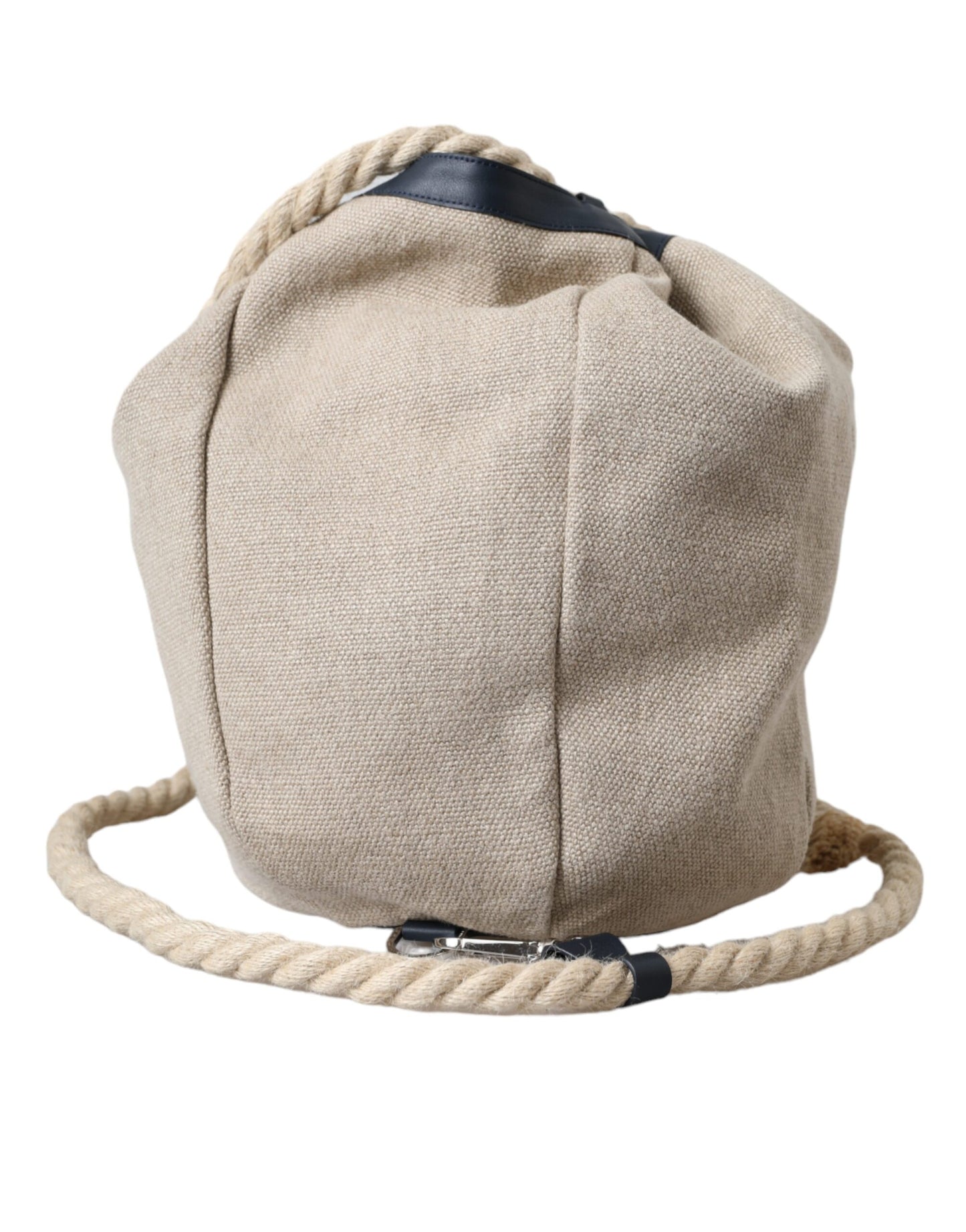 Dolce &amp; Gabbana Beige Canvas Fabric Bucket Sack Pouch Purse Bag