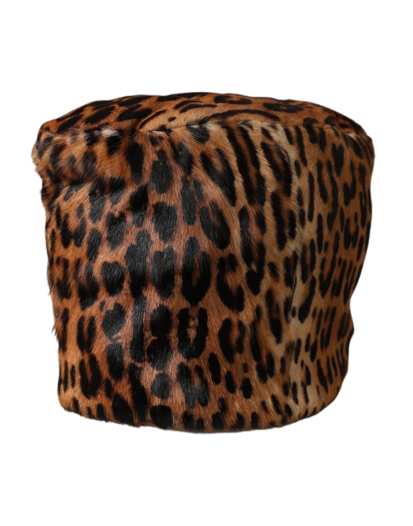 Dolce &amp; Gabbana Brown Leopard Fur Women Bucket Hat