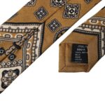 Dolce & Gabbana Yellow 100% Silk Wheel Print Adjustable Men Tie