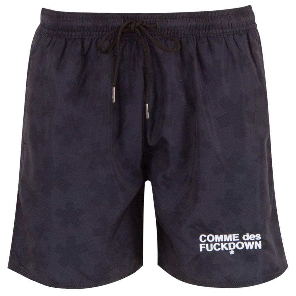 Comme Des Fuckdown Black Polyester Men's Swim Short