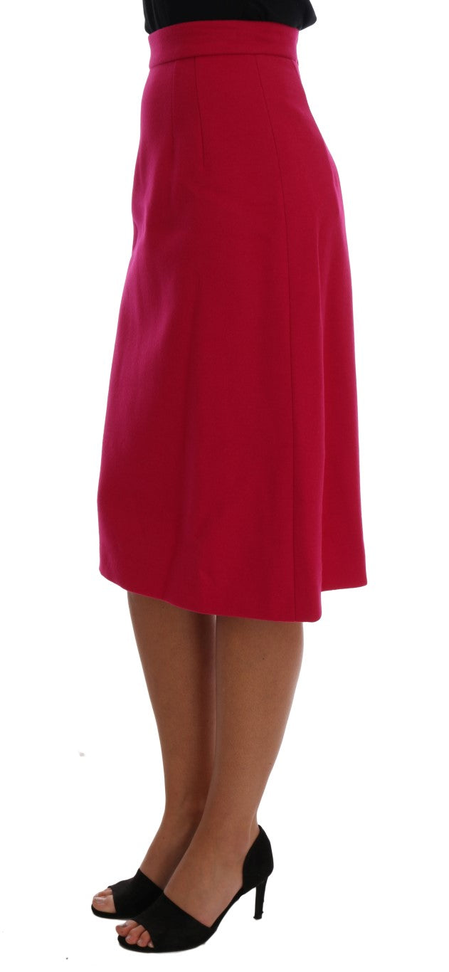 Dolce &amp; Gabbana Elegant Pink Wool A-Line Knee-Length Skirt