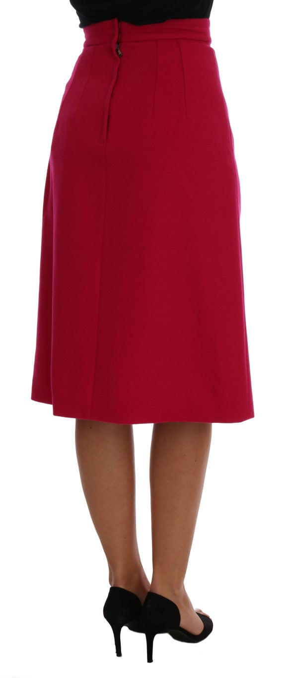 Dolce &amp; Gabbana Elegant Pink Wool A-Line Knee-Length Skirt