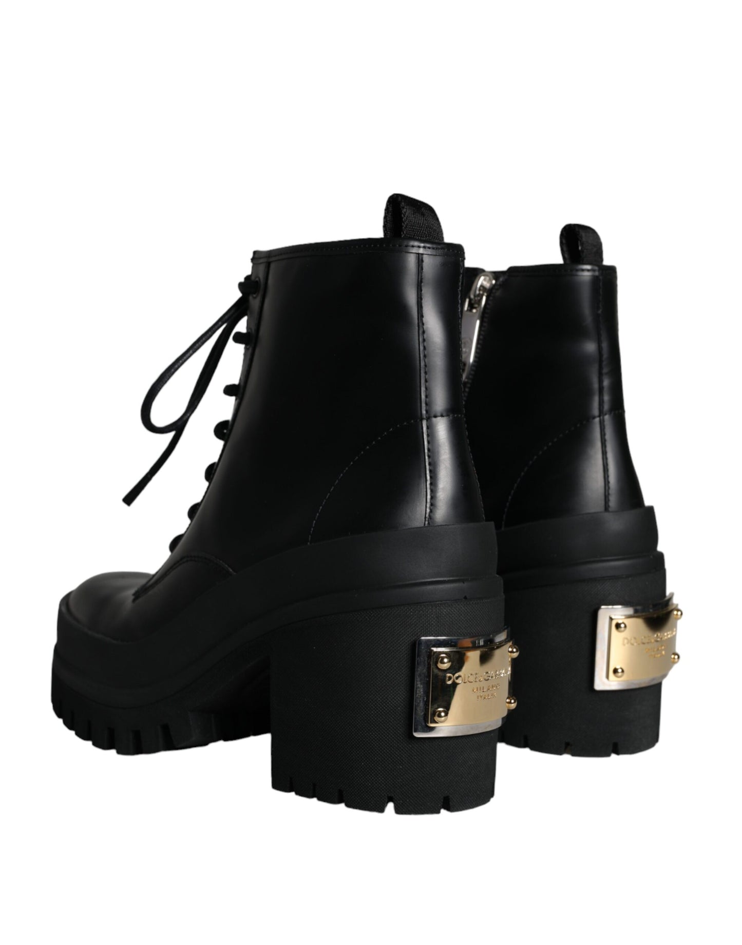 Dolce & Gabbana Black Lace Up Trekking Ankle Boots Men Shoes