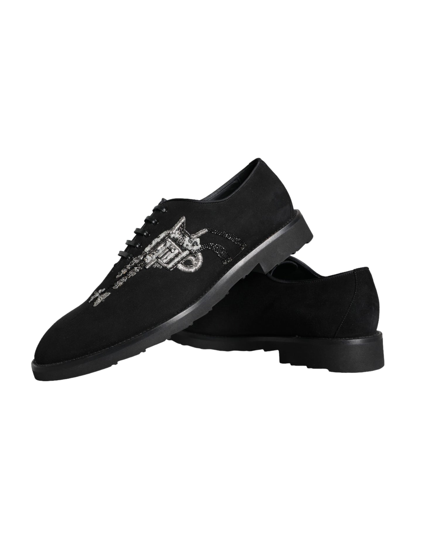 Dolce & Gabbana Black Suede Sicilia Lace Up Formal Shoes