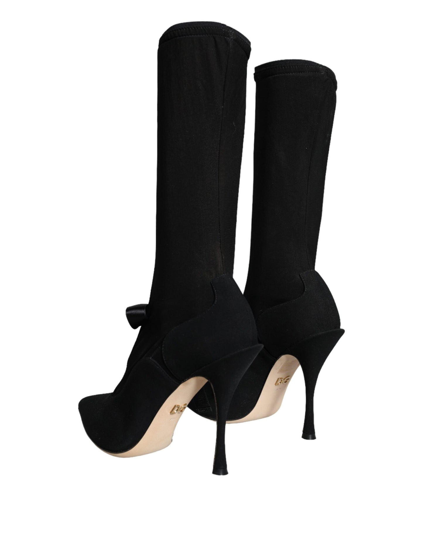 Dolce & Gabbana Black Stiletto Heels Mid Calf Boots Shoes