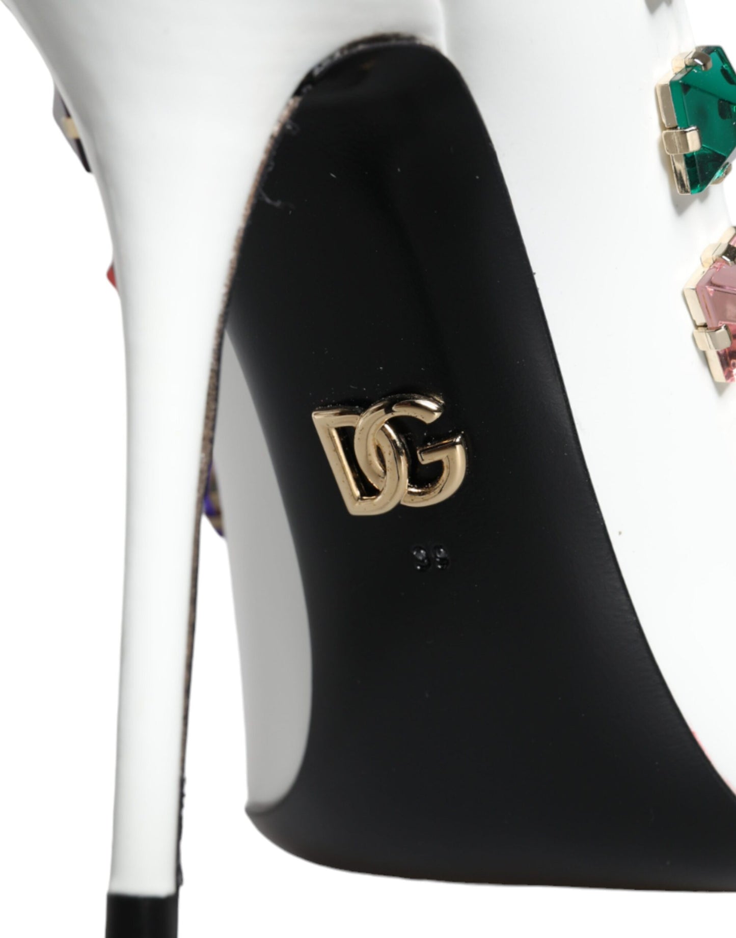 Dolce & Gabbana White Crystals Leather High Heels Pumps Shoes