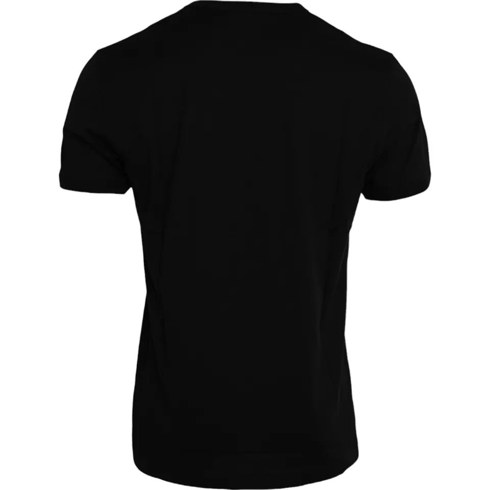 Dolce & Gabbana Black Cotton Round Neck Short Sleeves T-shirt